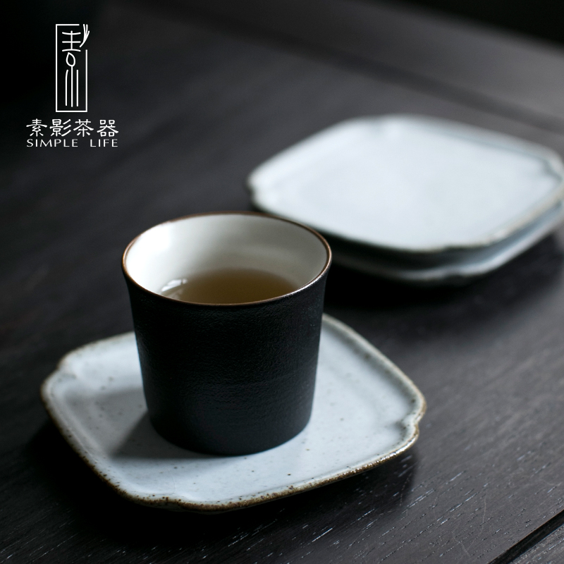 Restoring ancient ways, shadow gold cup mat coarse pottery teacup pad your up square antiskid insulated cup mat tea accessories