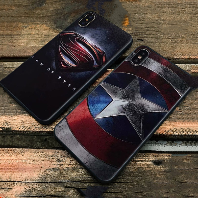 iPhone 16 Phone Case 12Promax Silicone Apple X Men's XS Matte 8Plus Shockproof 15 Trendy Brand 17 Captain America 7 Superman Venom 13Plus Iron Man Protective Case 14 Soft Case