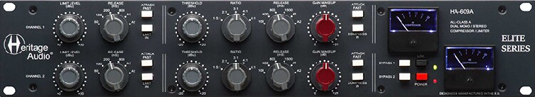 Heritage Audio HA-609A Recording Shed Rack Dual Channel Mixing Mother With Compressor Press Limitator