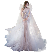 (Xiguang) French fishtail light wedding dress high-end sexy suspender evening dress skirt 2024 new bride wedding
