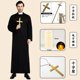 ¡Sacerdote y monja! Disfraz de Halloween disfraz de sacerdote túnica misionera hombre real actuación adulta sacerdocio en blanco y negro
