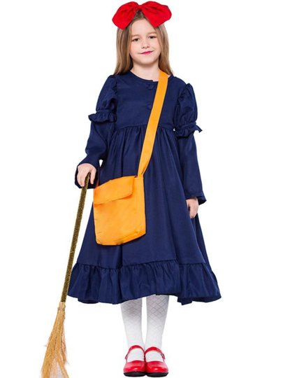 Kiki's Delivery Service Cosplay Costume for Girls, Kiki Role Play Adult and Child Matching Dresses, Halloween Children's Performance Costume