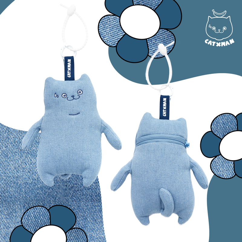 Catxman Pakho Chau Cat Star Man Style Denim Coin Purse Keychain Pendant Catxman Pakho Chau Cat Star Man Style Denim Coin Purse Keychain Pendant