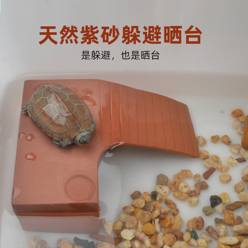 Turtle sunbathing platform hamster shougong horn frog fish dodge hole climb pet sundeck reptile dodge house natural purple sand sundeck