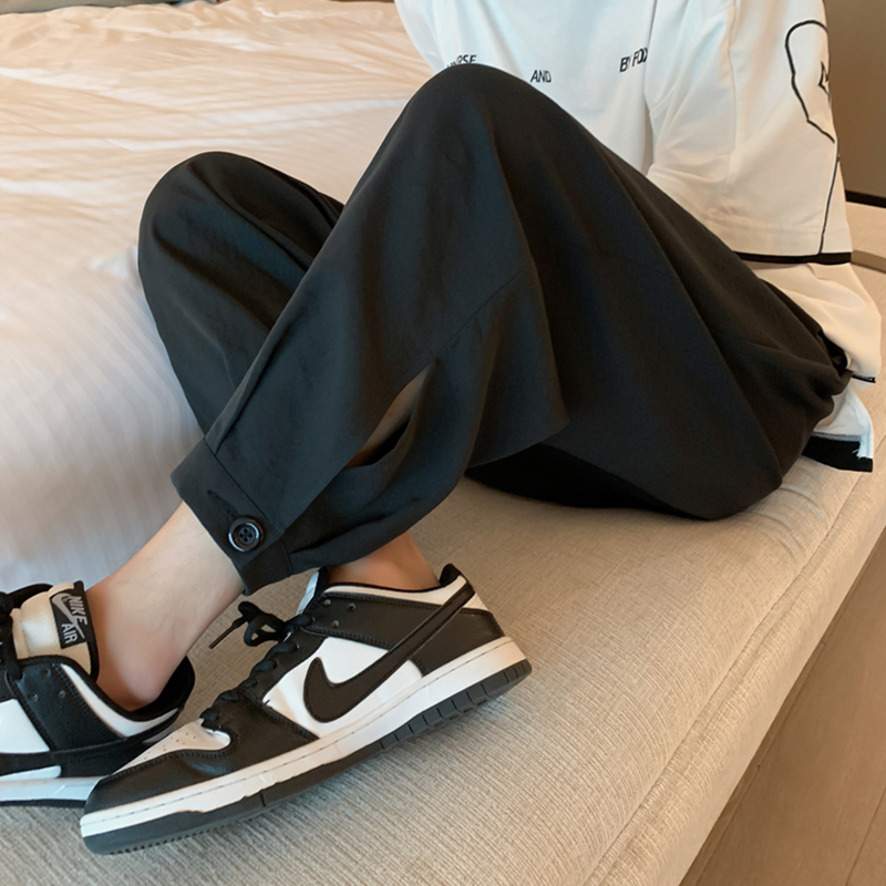 Pants Men Summer Slim 2022 new coveted ice Silk loose large size bunches 90% Pants Men Casual Pants Tide