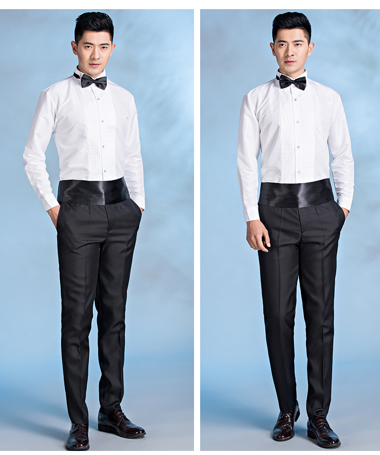 Áo sơ mi tuxedo nam phòng thu nam khóa cổ áo nhọn cổ áo màu sắc dài tay hiệu suất hợp xướng áo người lớn XL áo sơ mi nam cộc tay