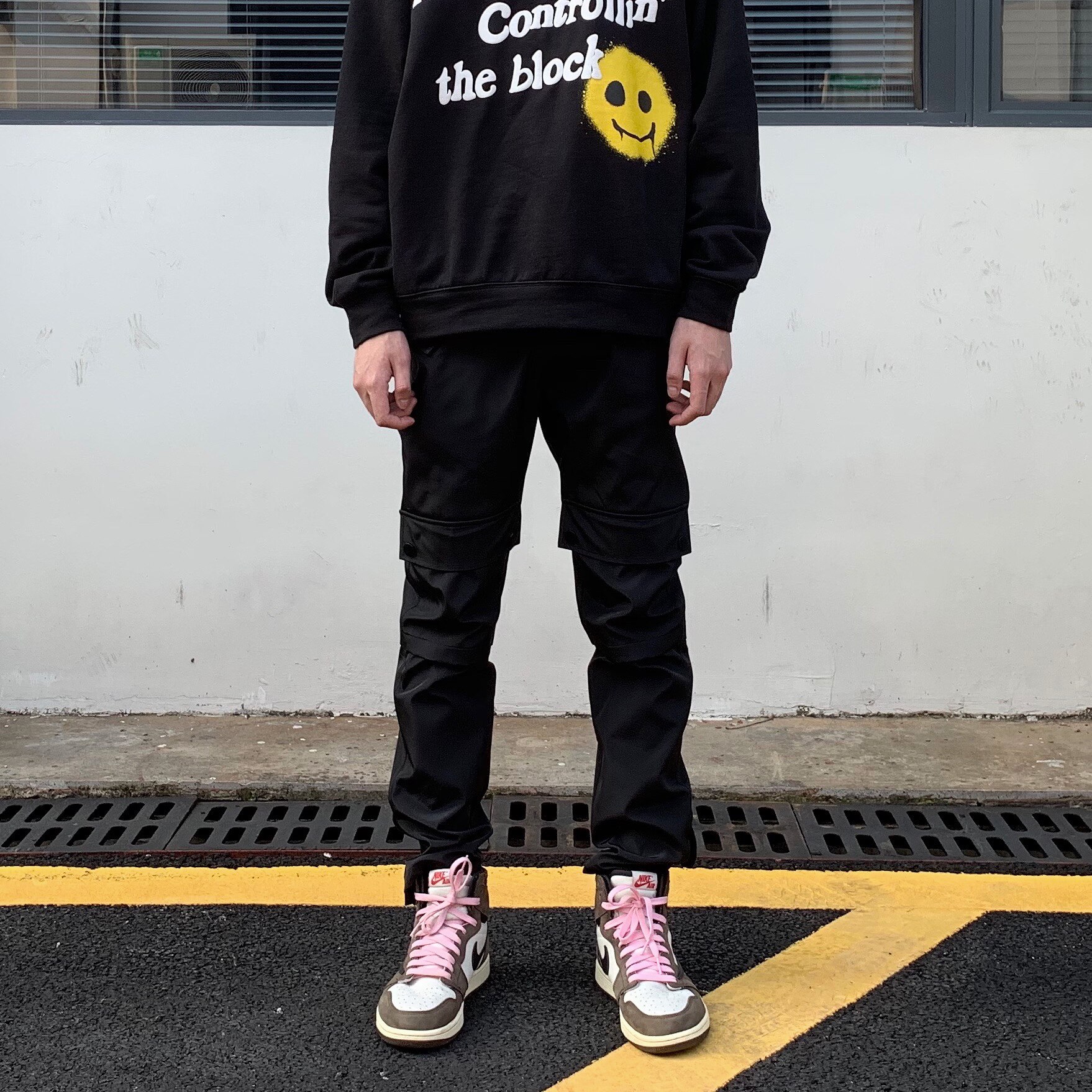 BONELESS Large Pocket Composite Nylon Platoon Buttoned Up Straight Drum Sport Function Tooling Long Pants Male Tide Card