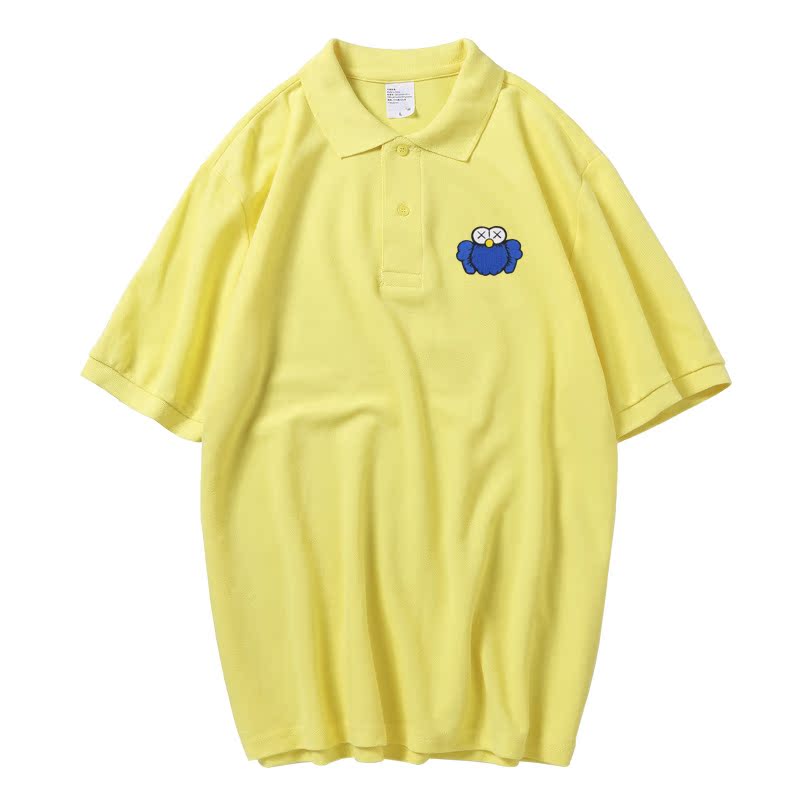 Sesame Street ngắn tay Half-Sleeve T-Shirt đồng thương hiệu xách tay thêu áo polo nam nữ ăn mặc mùa hè bình thường thương hiệu thủy triều