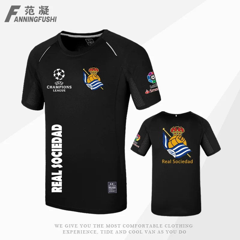 Фанатские футболки Real Sociedad Real Sociedad ФК Ла Лига мужская дышащая быстро сохнущая с коротким рукавом