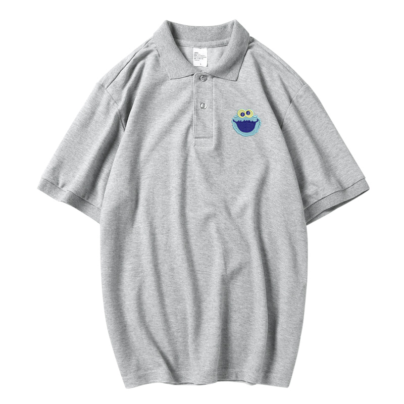 Sesame Street ngắn tay Half-Sleeve T-Shirt đồng thương hiệu xách tay thêu áo polo nam nữ ăn mặc mùa hè bình thường thương hiệu thủy triều