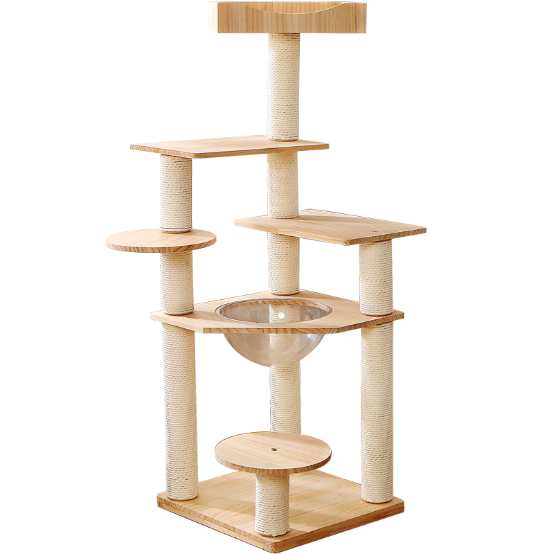 [USD 203.70] Solid wood cat crawling cats in the capsule cats nest cat