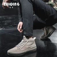 Giày cao cổ nam retro mùa thu và mùa đông da mới Anh Anh giày thông thường phiên bản Hàn Quốc của xu hướng giày - Giay cao giày thể thao đế cao