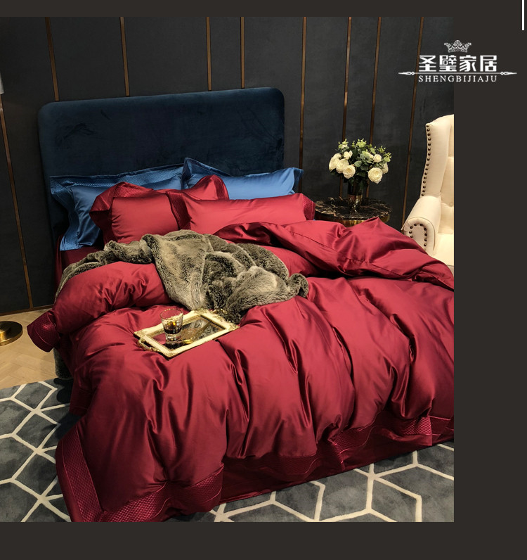 Nhập khẩu cao cấp 100S đảo dài chủ yếu cotton bốn bộ set 1,8 tấm / giường bedding bộ đồ giường khách sạn trắng đơn giản - Bộ đồ giường bốn mảnh chăn ga gối đệm cưới