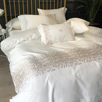 European high-end 120s horse cotton four-piece luxury white high precision embroidery five-star Hotel 1 8m bedding