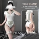 7910 белый + серо -зеленый [волос + Crooked Onesie + Фартук + Съемный хвост + чулки]