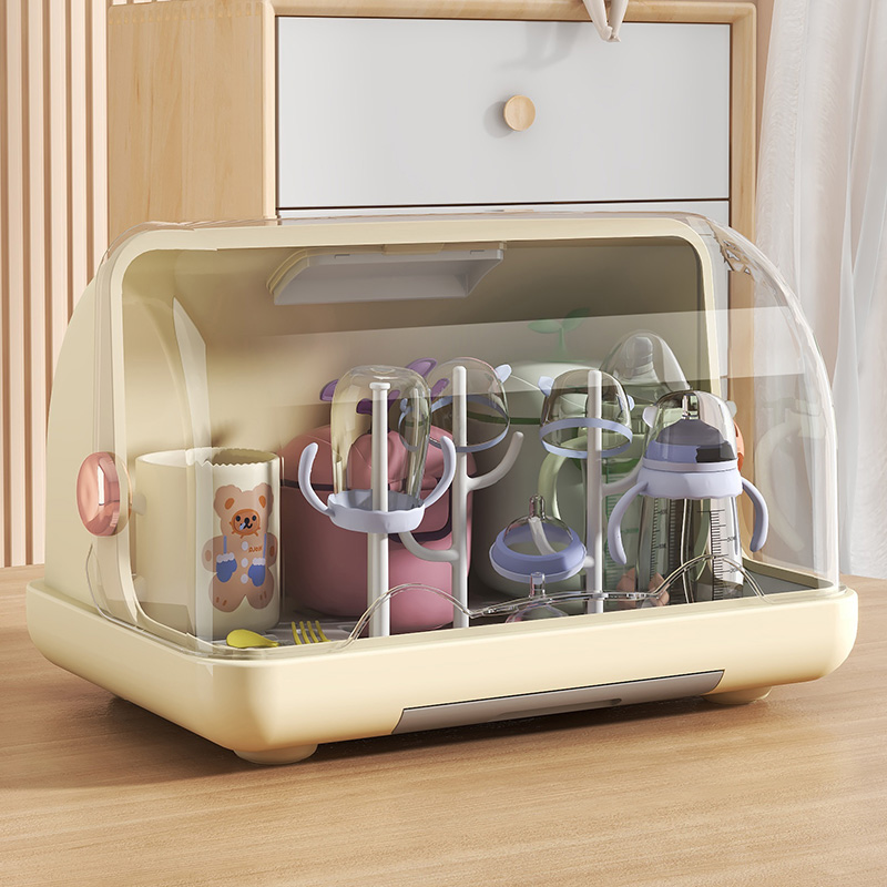 Bottle disinfection containing box Baby baby cutlery containing box rack Leaching rack dust-proof complementary food tool containing cabinet-Taobao