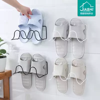 Jiasi wall-mounted shoe rack-free bathroom slippers shelf powder room drain rack door rear shoe storage rack