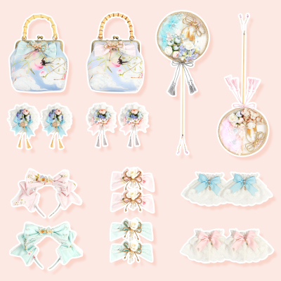 taobao agent Southern Cross Original Fairy Palace Jade Rabbit Series Small Futing Small Crimson Sapper Bag KC Sleeve Fan Flower Pills