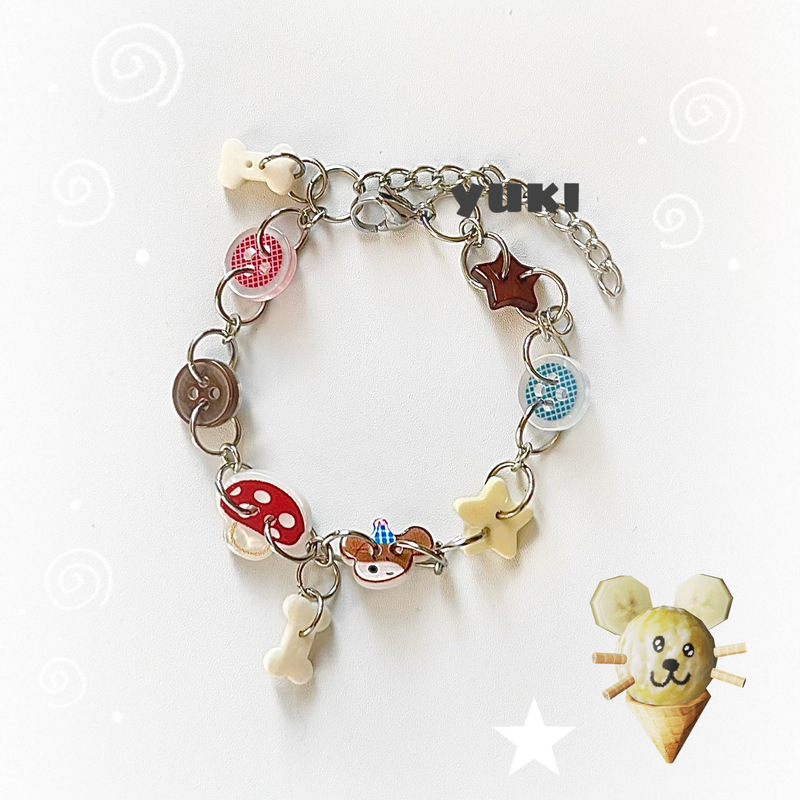 Original Puppy Button Bracelet, Melard Bone, Cute Y2K Star, Niche, Childlike Bracelet, Stainless Steel Handmade