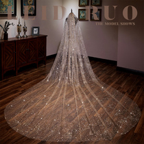Letty Ruo Venus 2021 new bridal wedding starry sky super long super fairy champagne-colored shaking wedding veil