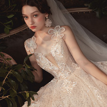 Letty Ruo summer main wedding dress 2021 new bride trailing light suspender wedding out yarn welcome dress
