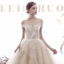 (Special price)Simple word shoulder bridal wedding dress 2021 new trailing simple dress temperamentcrystal