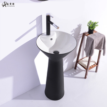 Nordic creative personality column basin Ceramic hand wash Black round column basin Household column wash basin Wash basin