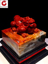 Shoushan stone seal hibiscus stone hand-held piece Tianhuang ornaments chicken blood stone Lao stone seal stone seal engraving practice chapter