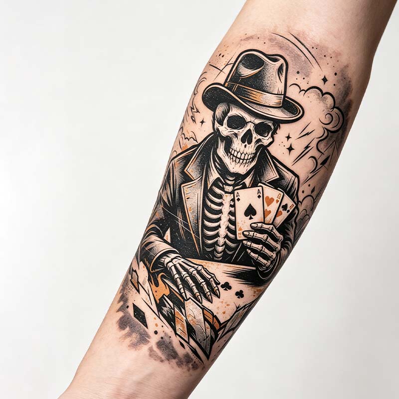 Cool and Stylish Poker Skull Tattoo Stickers for Men and Women, Trendy Tattoo Arm Art, Waterproof and Long-Lasting, Washable for Both Men and Women Cool and Stylish Poker Skull Tattoo Stickers for Men and Women, Trendy Tattoo Arm Art, Waterproof and Long-Lasting, Washable for Both Men and Women