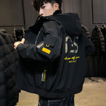 Mens coat autumn 2021 New Korean fashion fashion autumn coat Tide brand tooling spring and autumn jacket autumn winter mens clothing