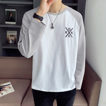 Long sleeve T-shirt men Korean trend new casual sweater striped round neck embroidery base shirt body shirt top