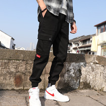 Pants mens 2021 summer Korean version of the trend Joker casual trousers bunched feet loose Tide brand overalls sports pants