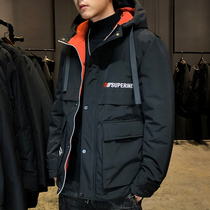 Cotton-padded mens overalls 2021 New Korean trend winter handsome cotton-padded jacket mens down and thickened cotton-padded clothes