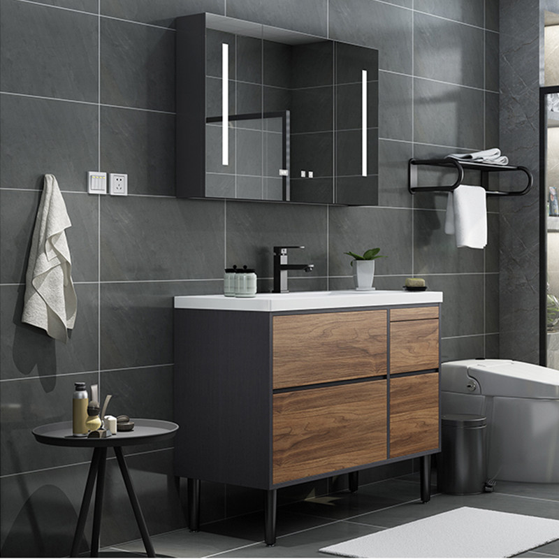 Nordic bathroom cabinet combined modern simple bathroom bathroom bathroom combination American combination of basin floor cabinet