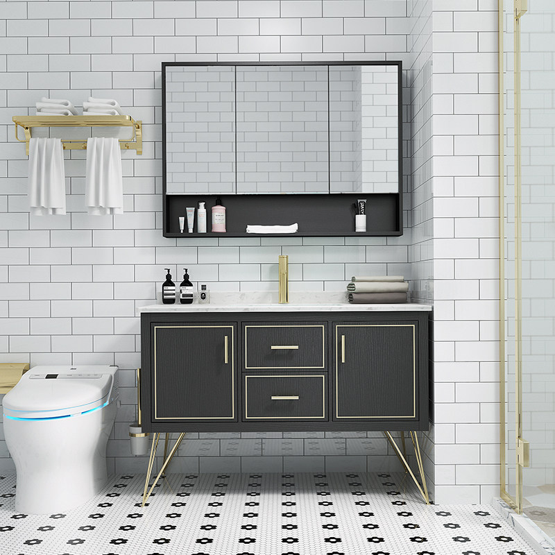 Bathroom New Chinese Light Lavish Bath Room Cabinet Combined Floor Wash Wash Wash Basin Pool Solid Wood Wash Terrace Basin Makeup room