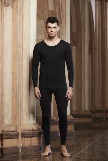 Huabaoli's new autumn and winter product 9659 thermal underwear for men, medium thick and thin velvet acrylic fabric, high elasticity xxxl