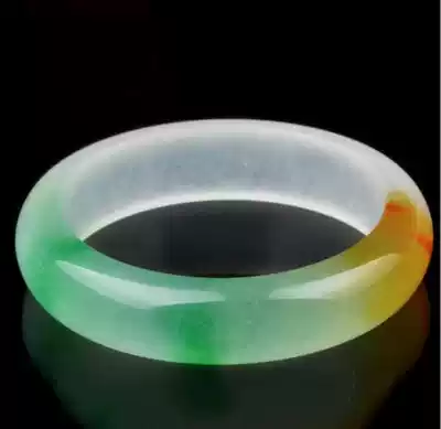 Auction new natural A- grade new pit jade jade bracelet three-color green yellow and white bracelet