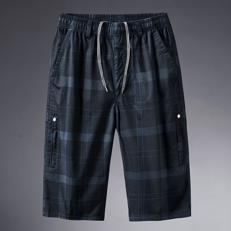 Seven-in-pants men's pure cotton loose tooling shorts for old age casual pants male summer dad casual pants horse pants