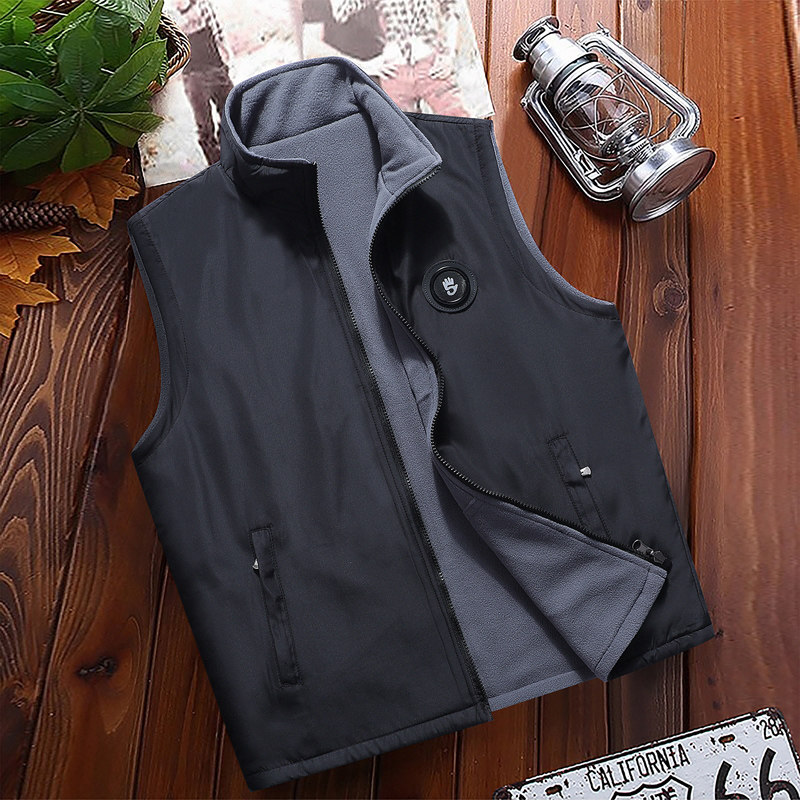 Middle Aged Waistcoat Men's Autumn Winter Plus Suede Thickened Jacket Large Size Dress Warm Vest Middle-aged Dad Kan Shoulder Waistcoat