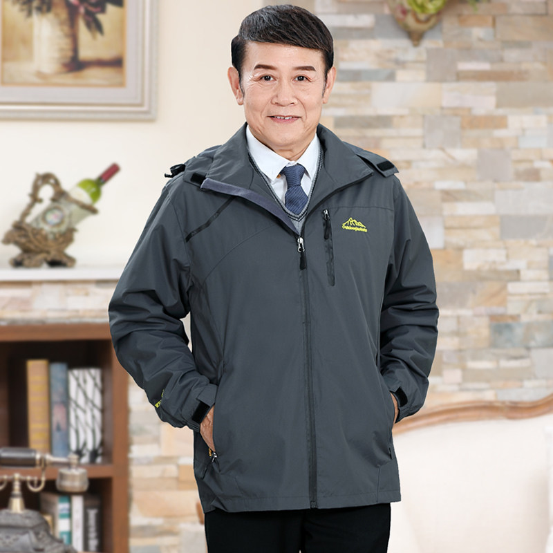 Dad Coats Spring Autumn Money Middle Aged jacket Men's thin middle aged submachine clothes 50-70-year-old Grandpa Spring Festival
