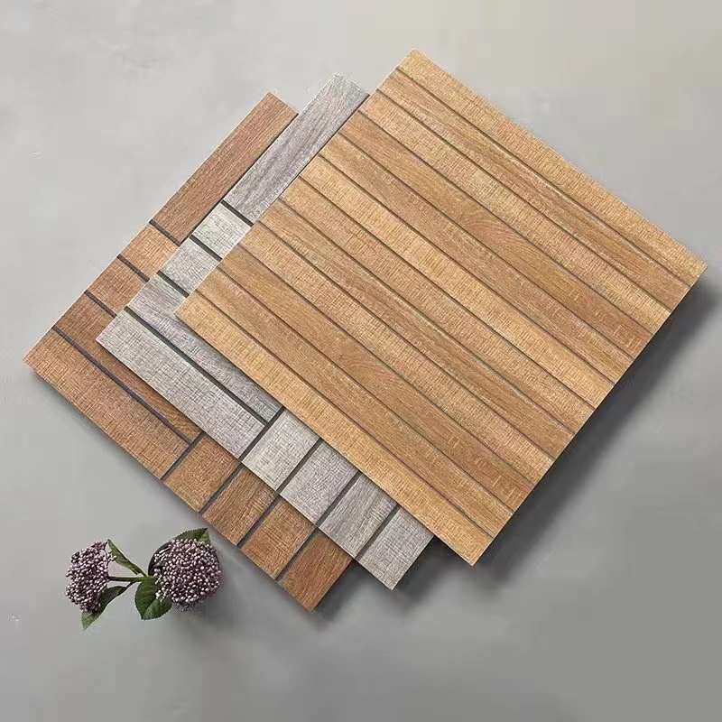 Anti-slip wear-resistant antique brick parquet 600X600 living room bedroom American pastoral wood grain brick Outdoor balcony floor tile