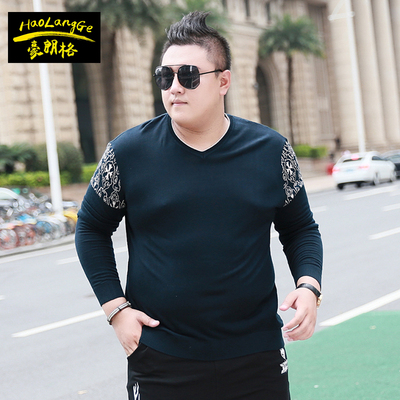 Quần áo nam phổ biến của Howlang cộng với áo len cổ chữ V chất béo XL thêm chất béo - Hàng dệt kim