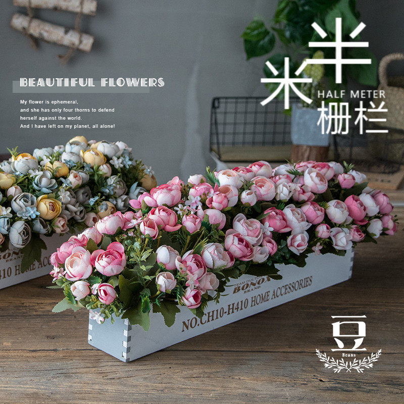 Simulation fake flower fence living room decoration decoration flower bouquet table floor decoration Silk flower rose potted plant