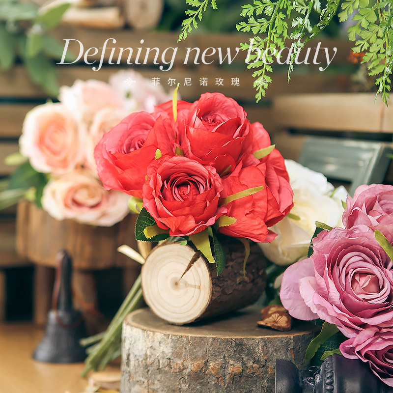 American Fields Garden Home Living Room Decoration Table Swing Single Branches Simulation Rose Flowers Retro High-end Fake Flowers to Beam Plastic Flowers-Taobao