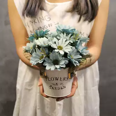 Hipster simulation pastoral living room home decoration plastic fake flower small potted table succulent plant dry bouquet