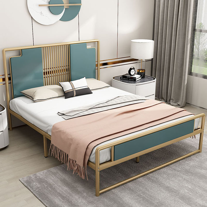 Iron art bed modern minimalist light and luxurious stainless steel 1 5 m double bed plus mattress mesh red master bedroom with single iron frame bed-Taobao