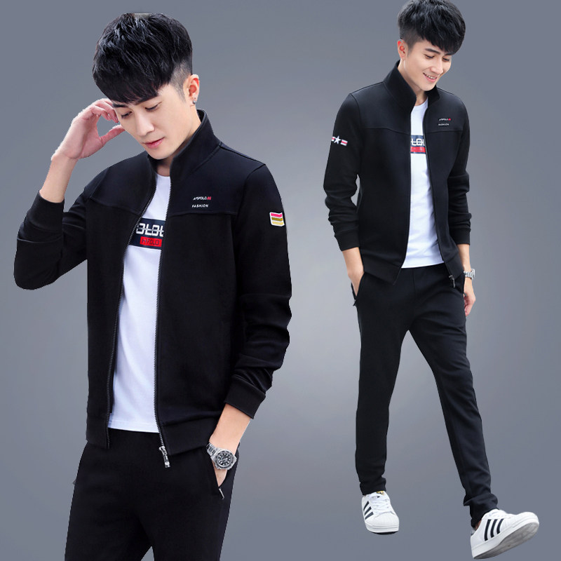 Casual Sports Suit Men's Spring Autumn 2021 New Spiritual Social Sports Clothing Men's Running Three Piece Set