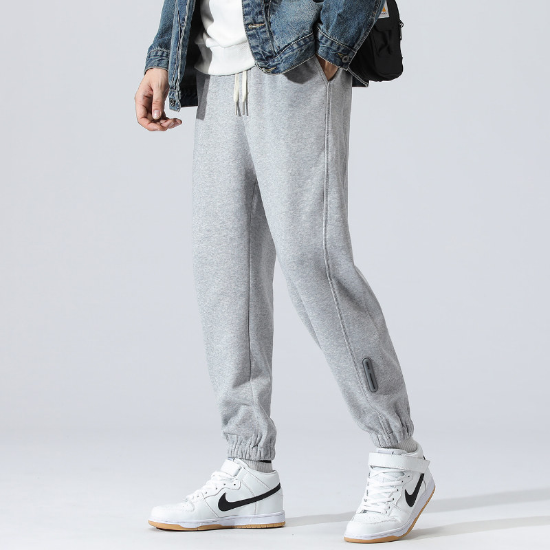Gray sports pants men's spring and autumn models 2022 new autumn and winter fleece sweatpants bundled men's casual long pants