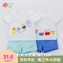Beibeiyi childrens short sleeve set men and women Baby summer clothes baby clothes thin children Foreign style cartoon childrens clothing tide