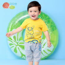 Bebeyi baby summer clothing male baby clothes pure cotton short sleeve suit infant Summer out of thin and two sets